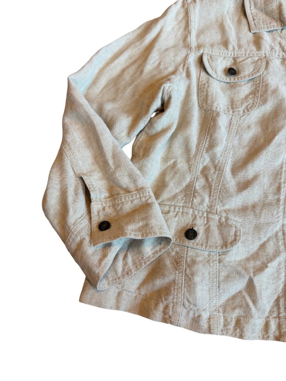 J. Jill Tan Linen Chore Jacket Casual Classy Button Front Collar X-Large Women's - Picture 4 of 12